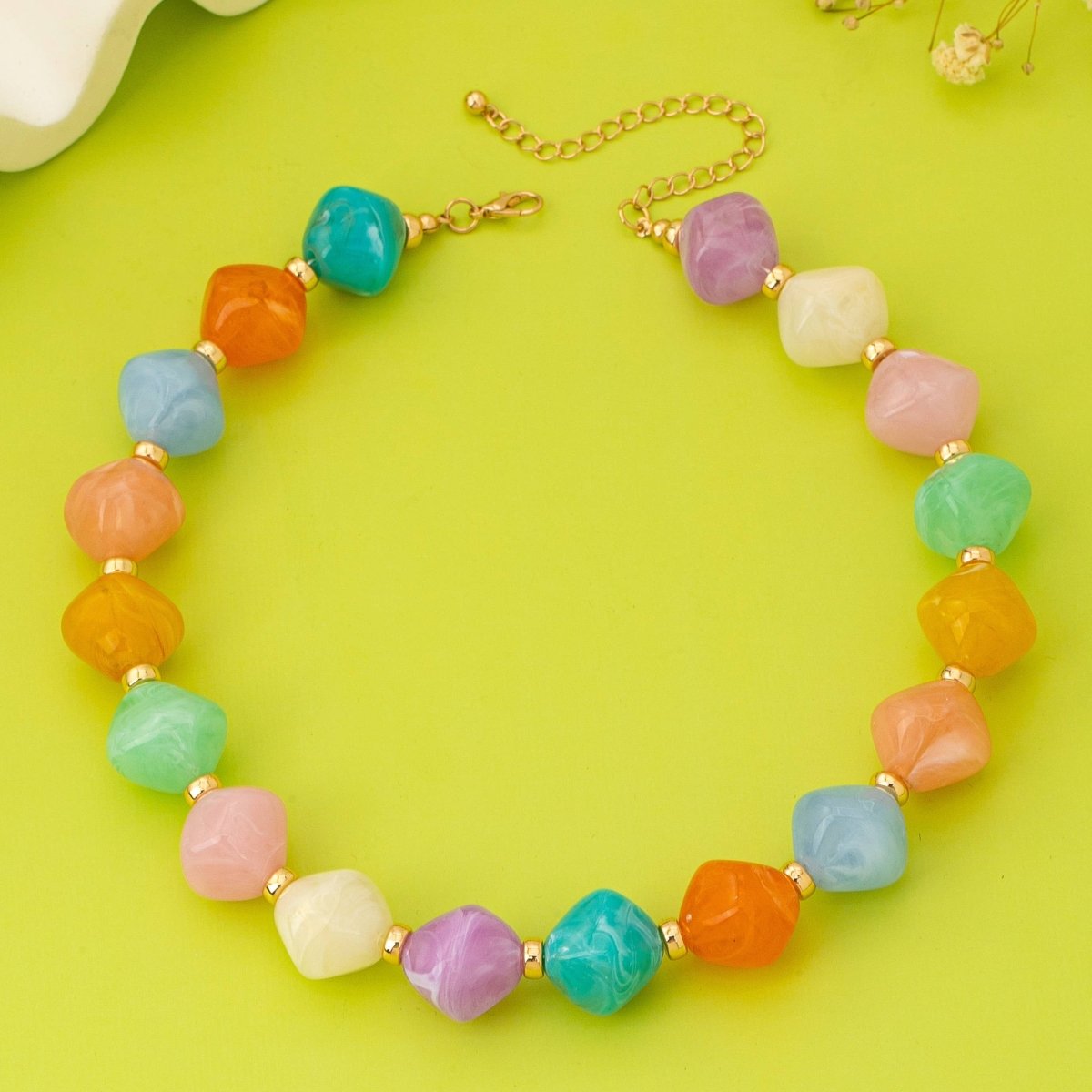 Oversized Faceted Pastel Bead Necklace - Pages & Parcels