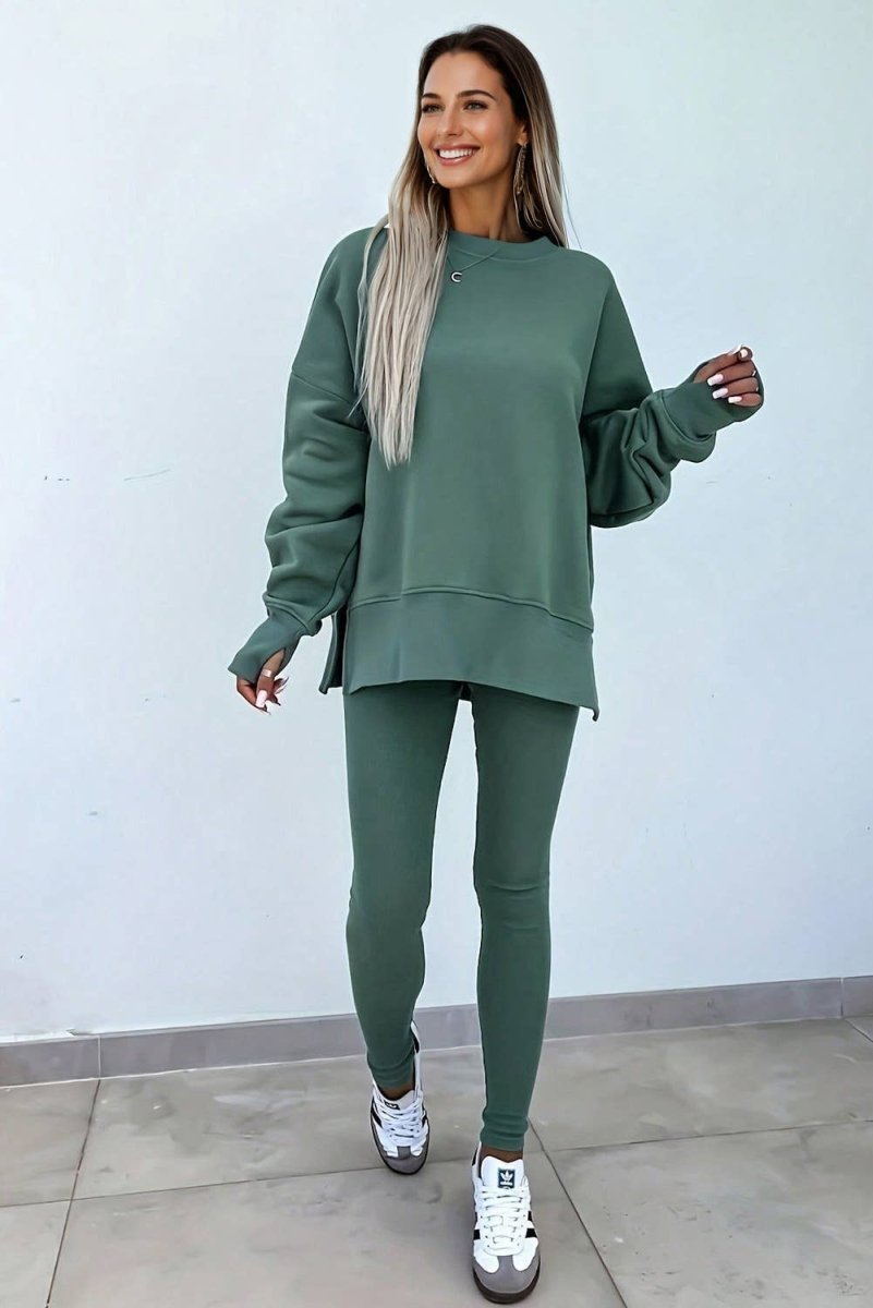 Oversized Lounge Set with Ribbed Leggings - Pages & Parcels
