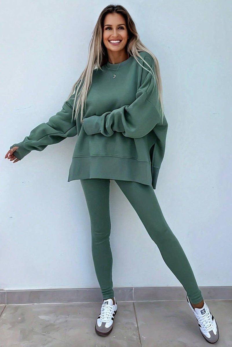 Oversized Lounge Set with Ribbed Leggings - Pages & Parcels