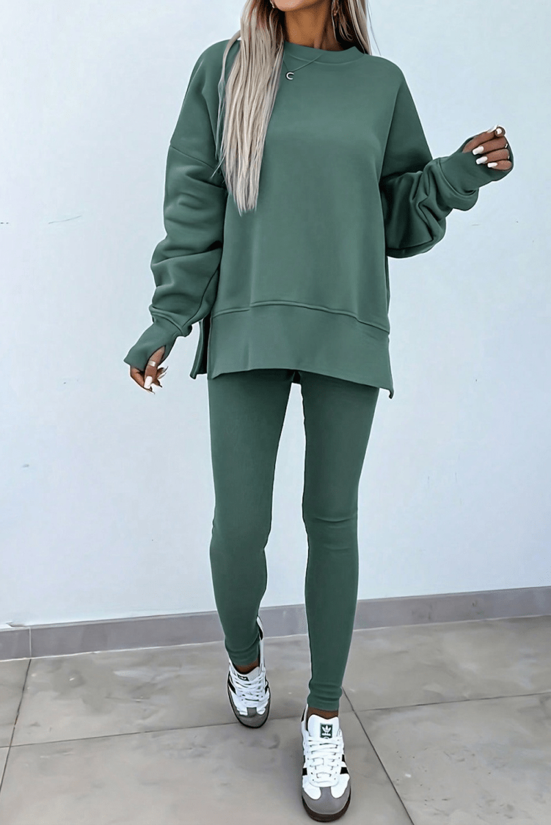Oversized Lounge Set with Ribbed Leggings - Pages & Parcels