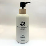 Pacha Soap Co white blossom and fig body lotion bottle with pump on a white background