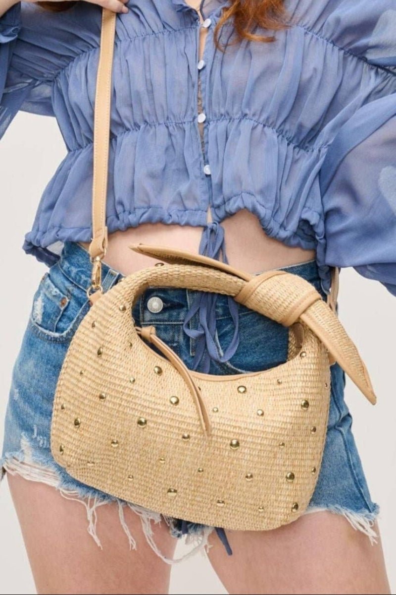 Paloma Studded Straw Crossbody Bag - Pages & Parcels