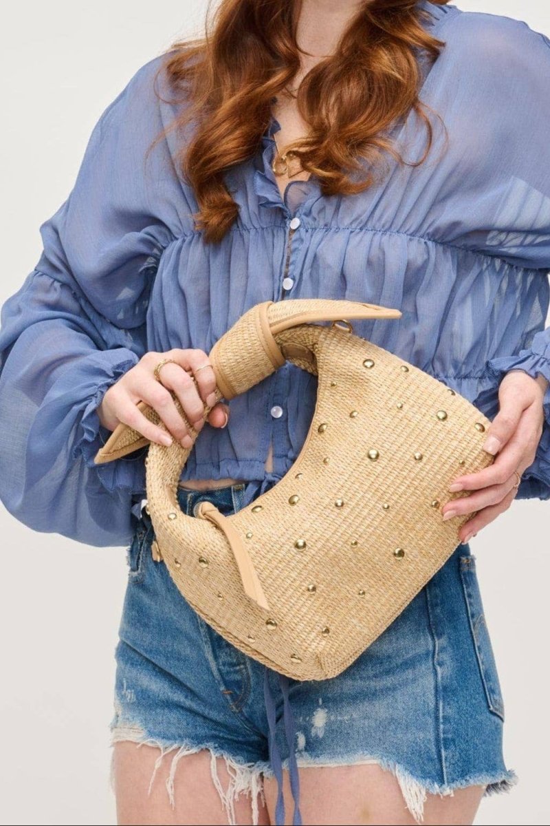 Paloma Studded Straw Crossbody Bag - Pages & Parcels