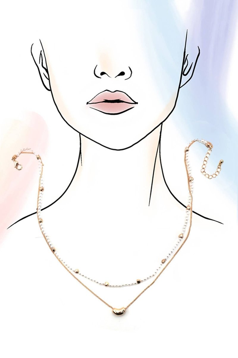 Pearl & Gold Bean Charm Layer Necklace - Pages & Parcels
