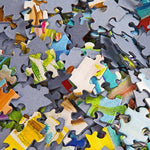 Jigsaw puzzle box for Peek-A-Boo, featuring a cat and bird playing peek-a-boo by a window