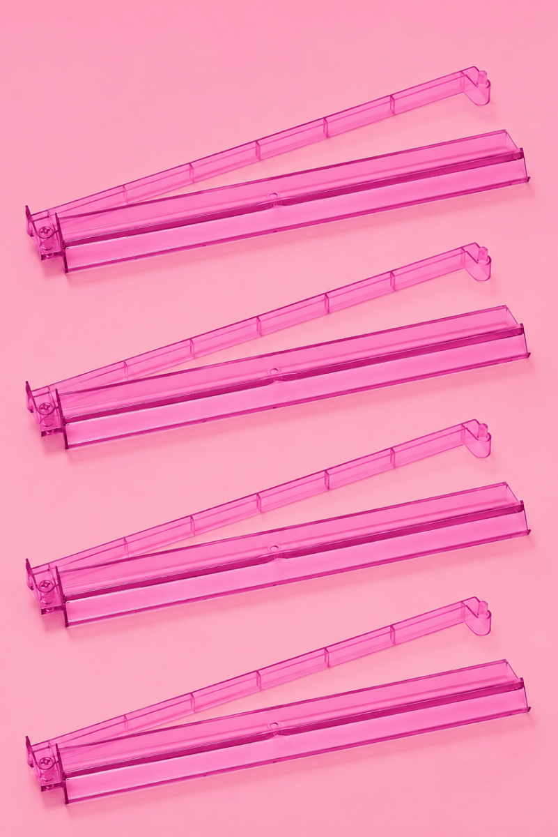 Pink Acrylic Mahjong Tile Racks Racks with Pushers Set of 4, 17.5"W - Pages & Parcels