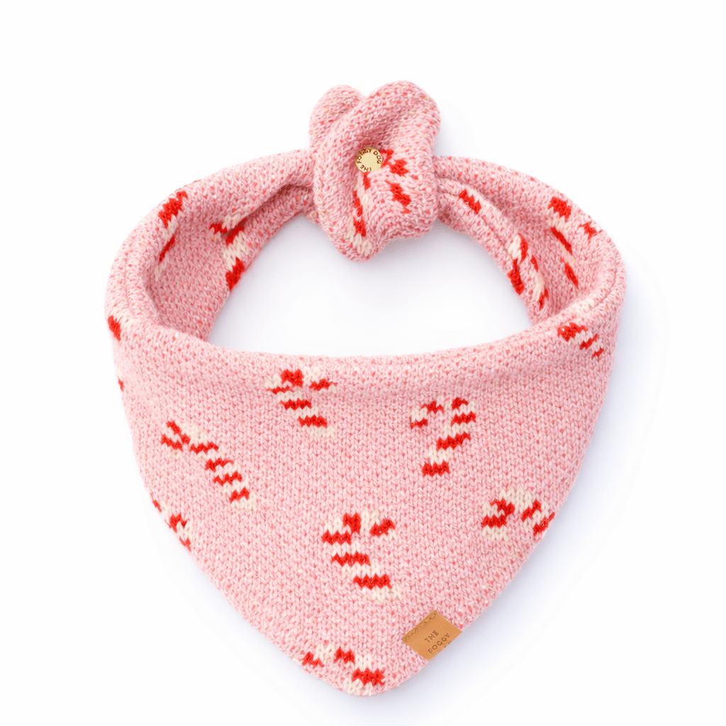 Pink Candy Canes Knit Dog Bandana - Pages & Parcels