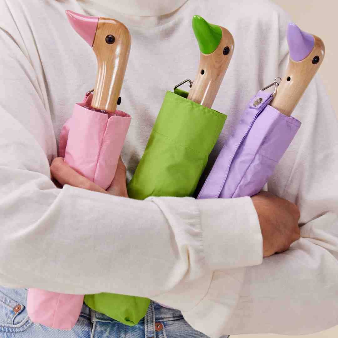 Pink Compact Eco - Friendly Wind Resistant Duck Head Umbrella - Pages & Parcels