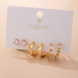 Pink crystal and gold-tone hoop earring set