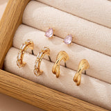 Pink Crystal & Gold Hoop Earring Set - Pages & Parcels