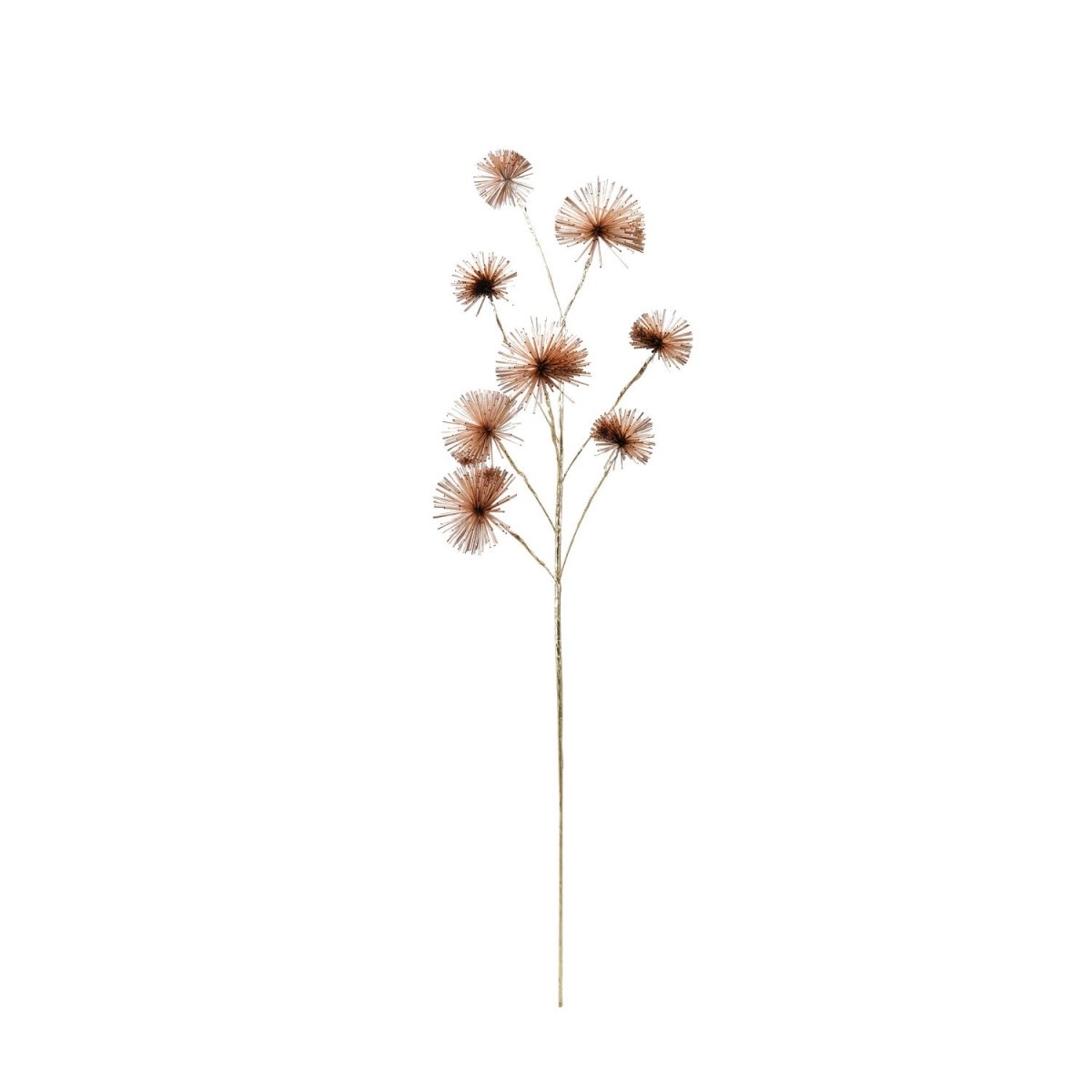 A blush-colored tinsel ball stem