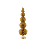Plastic Topiary Shaped Bottle Brush Tree with Wood Base, Gold Glitter Finish - Pages & Parcels