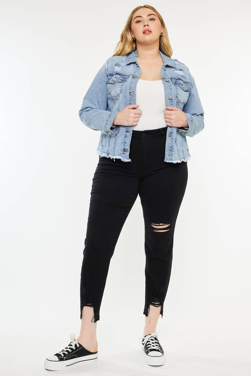 PLUS DENIM JACKET MEDIUM WASH | Kan Can - Pages & Parcels