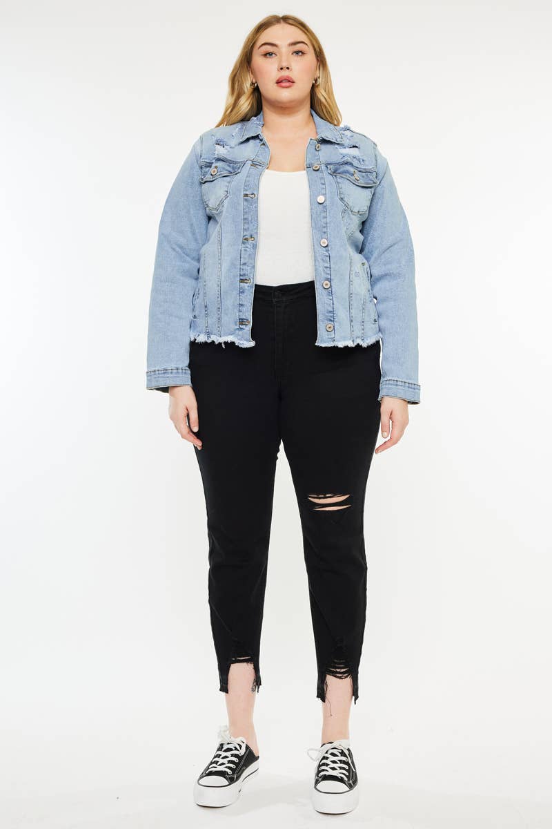 PLUS DENIM JACKET MEDIUM WASH | Kan Can - Pages & Parcels