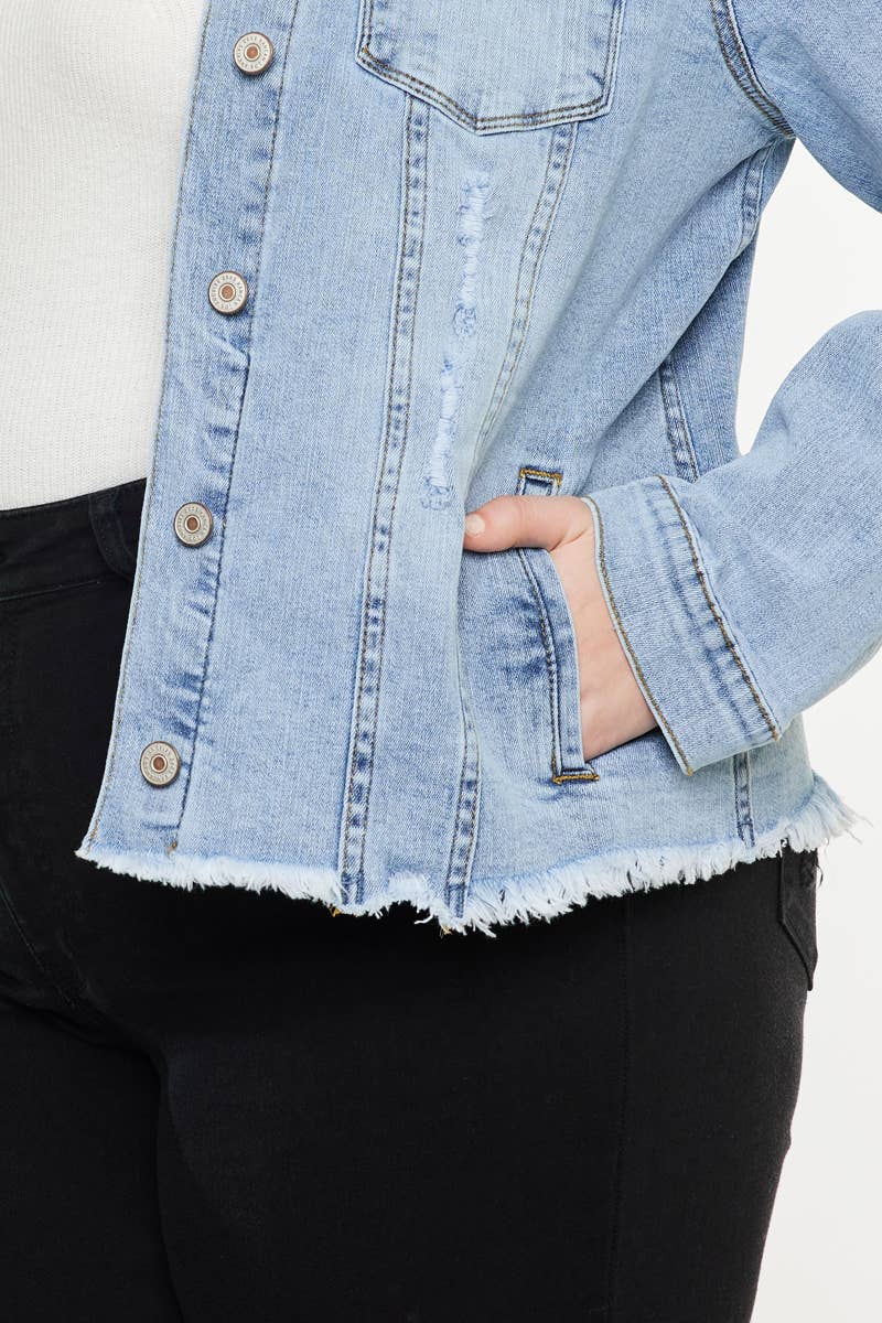 PLUS DENIM JACKET MEDIUM WASH | Kan Can - Pages & Parcels