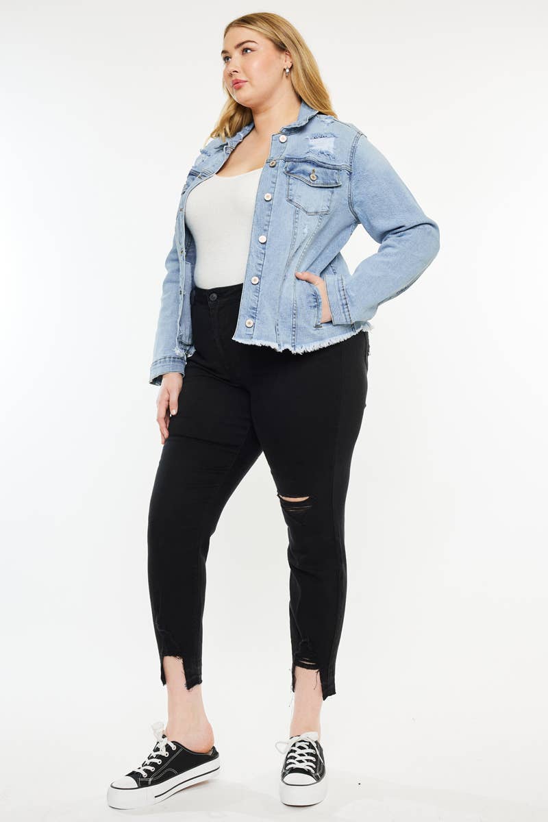 PLUS DENIM JACKET MEDIUM WASH | Kan Can - Pages & Parcels