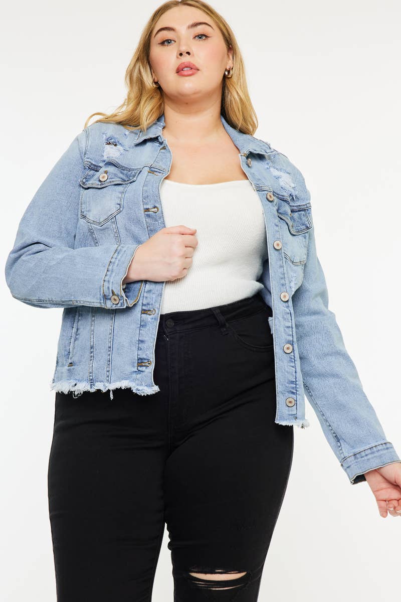 PLUS DENIM JACKET MEDIUM WASH | Kan Can - Pages & Parcels