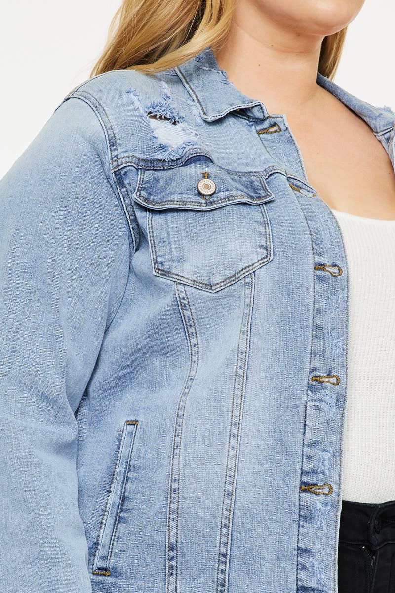 PLUS DENIM JACKET MEDIUM WASH | Kan Can - Pages & Parcels