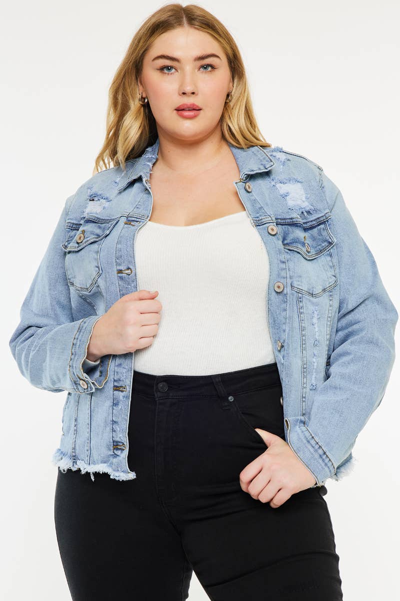 PLUS DENIM JACKET MEDIUM WASH | Kan Can - Pages & Parcels
