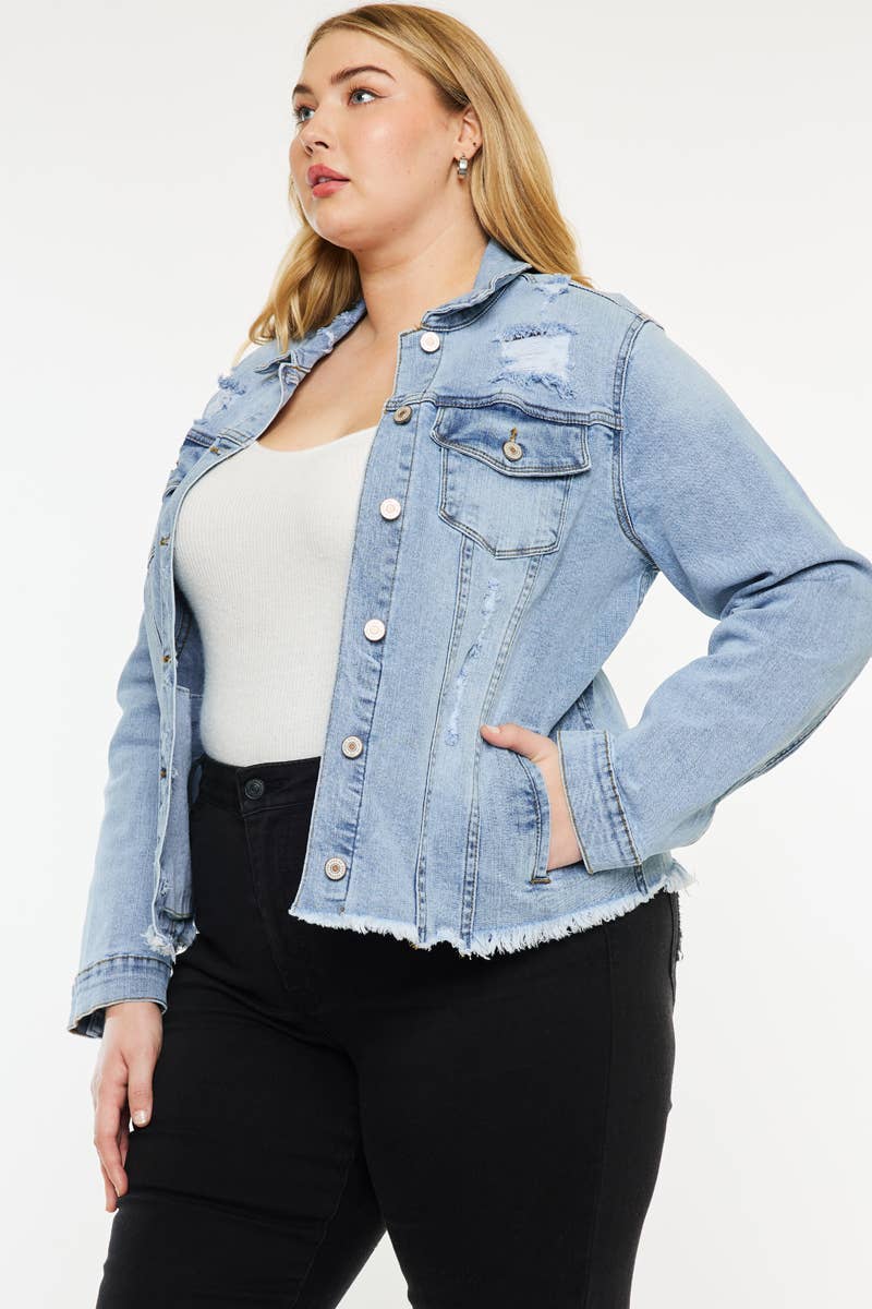 PLUS DENIM JACKET MEDIUM WASH | Kan Can - Pages & Parcels