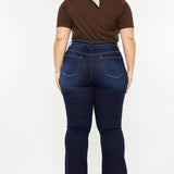 PLUS HIGH RISE DOUBLE WB DETAIL FRAY HEM FLARE JEANS DARK WASH | Kan Can - Pages & Parcels