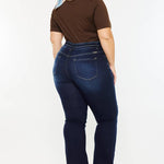 PLUS HIGH RISE DOUBLE WB DETAIL FRAY HEM FLARE JEANS DARK WASH | Kan Can - Pages & Parcels