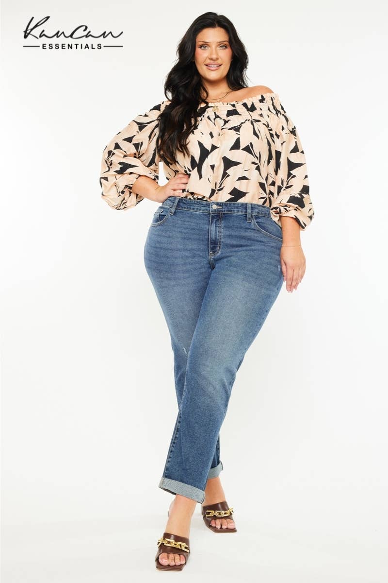 PLUS MID RISE SLIM BOYFRIEND DARK WASH | Kan Can - Pages & Parcels