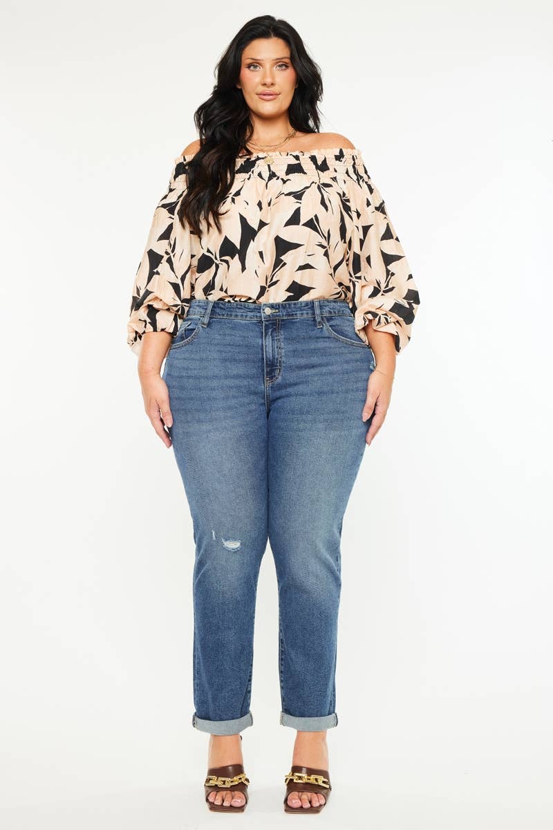 PLUS MID RISE SLIM BOYFRIEND DARK WASH | Kan Can - Pages & Parcels