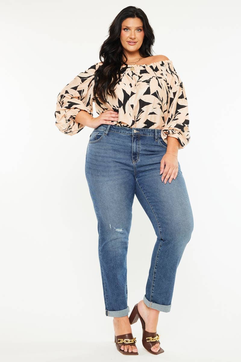 PLUS MID RISE SLIM BOYFRIEND DARK WASH | Kan Can - Pages & Parcels