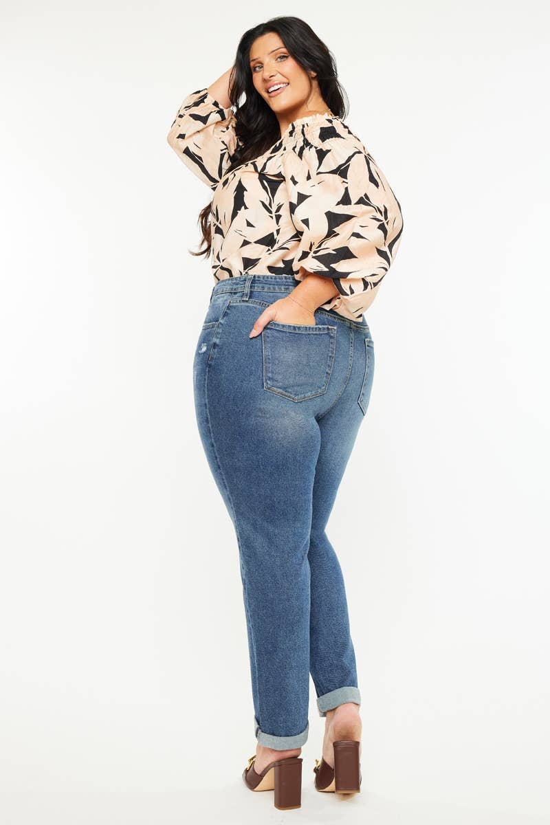 PLUS MID RISE SLIM BOYFRIEND DARK WASH | Kan Can - Pages & Parcels