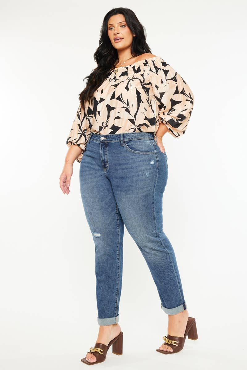 PLUS MID RISE SLIM BOYFRIEND DARK WASH | Kan Can - Pages & Parcels