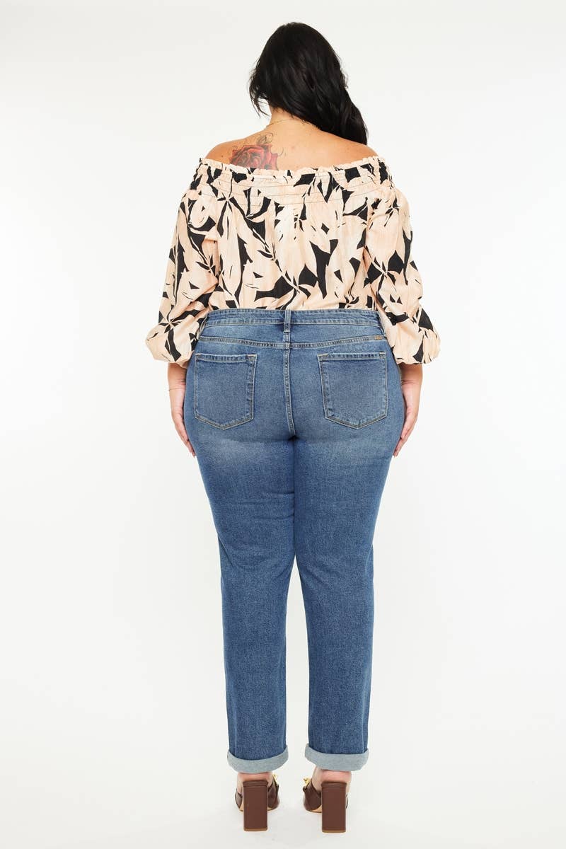 PLUS MID RISE SLIM BOYFRIEND DARK WASH | Kan Can - Pages & Parcels