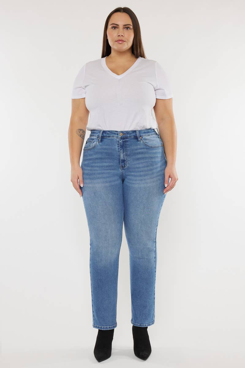 Plus Size High Rise Slim Straight Jeans | Kan Can - Pages & Parcels