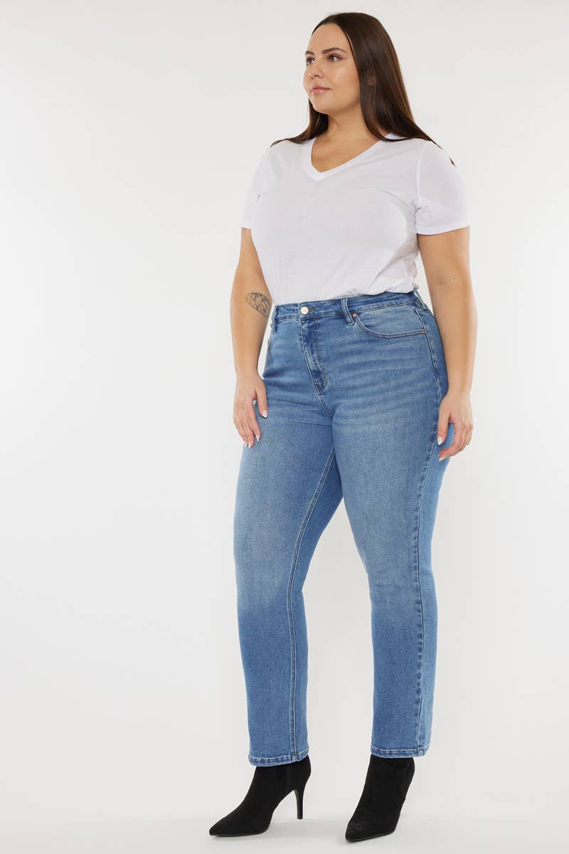 Plus Size High Rise Slim Straight Jeans | Kan Can - Pages & Parcels