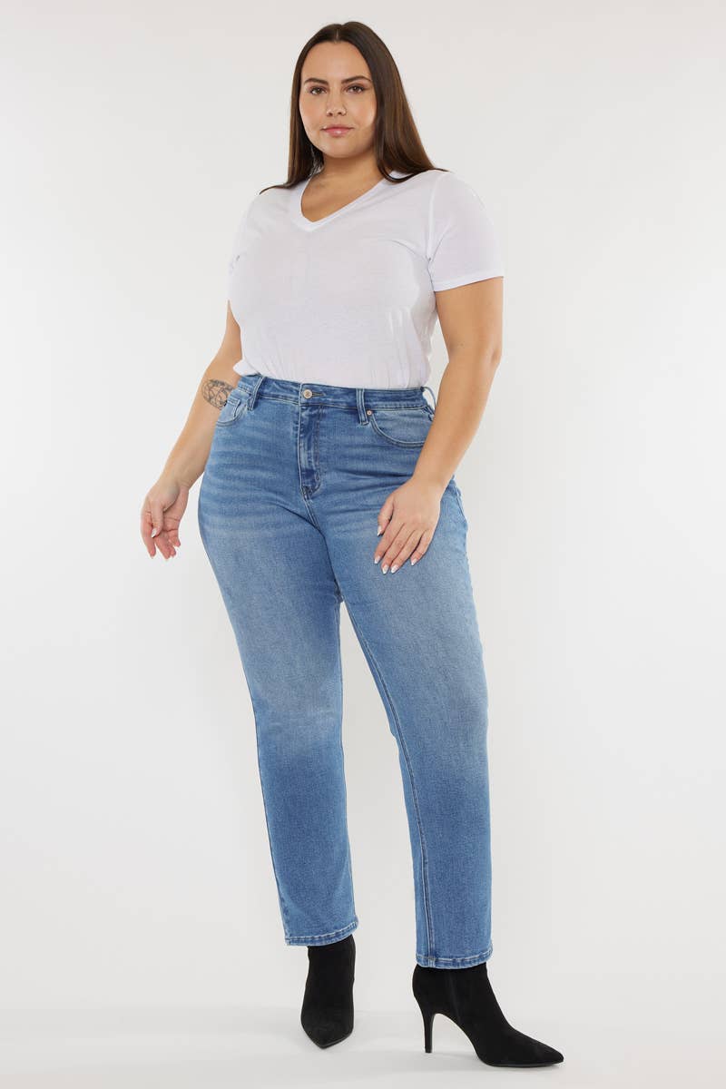 Plus Size High Rise Slim Straight Jeans | Kan Can - Pages & Parcels