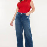 Plus Size High Rise Wide Leg Dark Wash Jeans | Kan C - Pages & Parcels