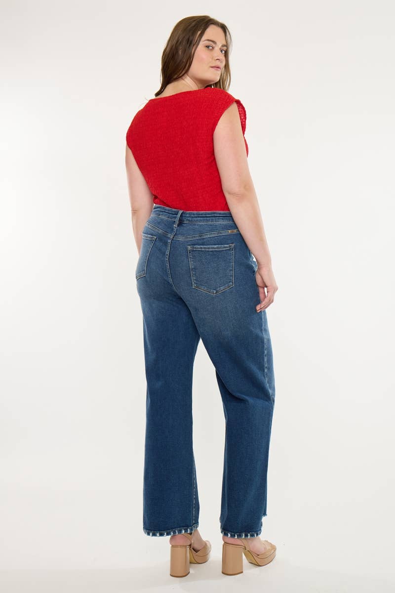 Plus Size High Rise Wide Leg Dark Wash Jeans | Kan C - Pages & Parcels