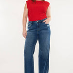 Plus Size High Rise Wide Leg Dark Wash Jeans | Kan C - Pages & Parcels