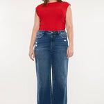 Plus Size High Rise Wide Leg Dark Wash Jeans | Kan C - Pages & Parcels