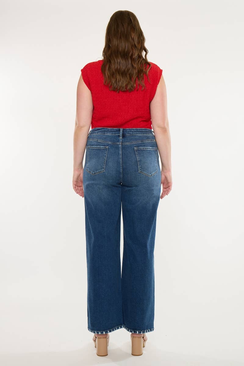 Plus Size High Rise Wide Leg Dark Wash Jeans | Kan C - Pages & Parcels