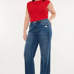 Plus Size High Rise Wide Leg Dark Wash Jeans | Kan C - Pages & Parcels
