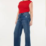 Plus Size High Rise Wide Leg Dark Wash Jeans | Kan C - Pages & Parcels
