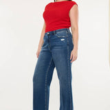 Plus Size High Rise Wide Leg Dark Wash Jeans | Kan C - Pages & Parcels