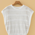Plus Size Hollow Out Knit Round Neck Dolman Sweater - Pages & Parcels