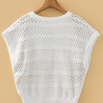 Plus Size Hollow Out Knit Round Neck Dolman Sweater - Pages & Parcels