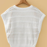 Plus Size Hollow Out Knit Round Neck Dolman Sweater - Pages & Parcels