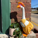 Porch goose in a swimwear outfit