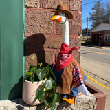 Porch goose in a wild west outfit