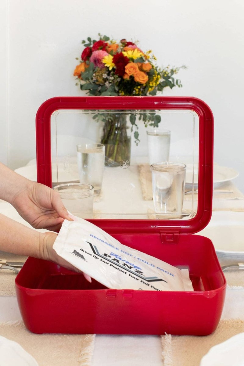Premium Set - Pan Frame w/ Lid & Hot or Cold Gel Pack - Red - Pages & Parcels
