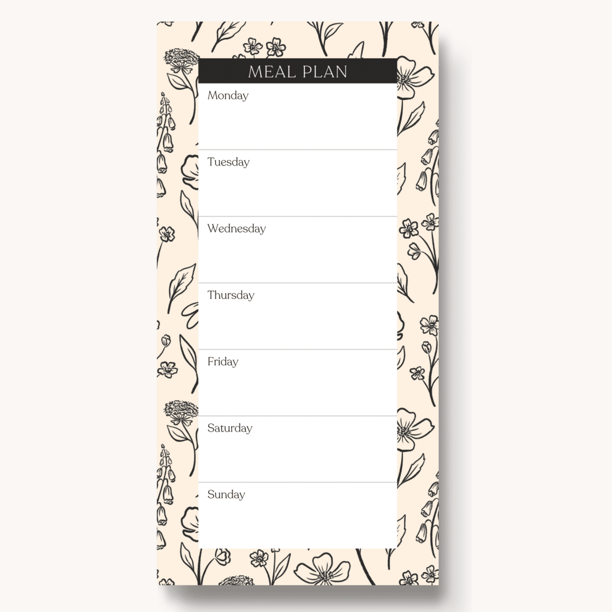 Pressed Floral Magnetic Meal Plan Notepad, 8x4" - Pages & Parcels
